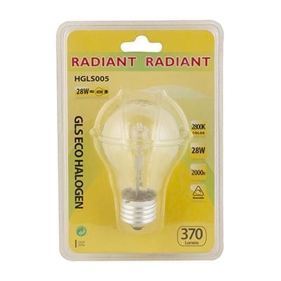 Radiant - Halogen GLS Eco E27 28w Clear Blister - RLH74