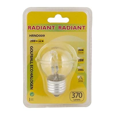 Radiant - Halogen Golfball Eco E27 28w Clear Blister - RLH84
