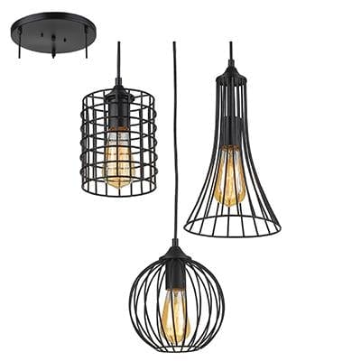 Radiant - Grid 3LT Pendant Black 3xE27 - RP126