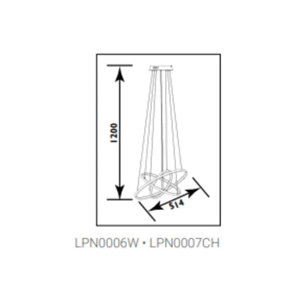 Radiant - Pendant 3 Ring LED 60w 4000K Chrome - RP204