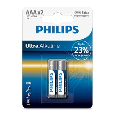 Philips Ultra Alkaline AAA Batteries 1.5V 2 Pack- AV376
