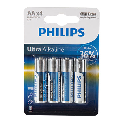 Philips Ultra Alkaline AA Batteries 1.5V 4 Pack- RNC431