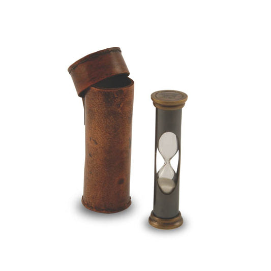 Small Vintage Sand Timer in Leather Pouch