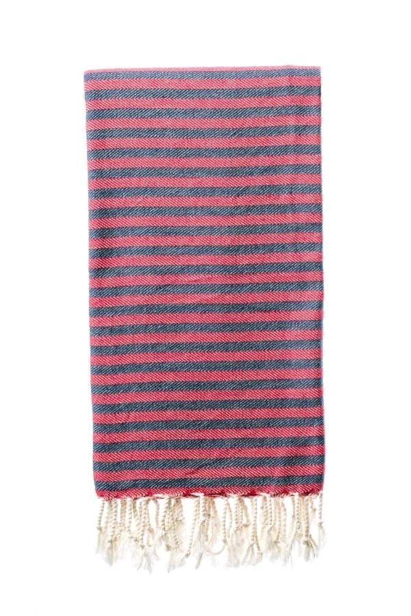 SÃƒÂ¼d Turkish Towel (100 x 180)-CC - SÃƒÂ¼d - Navy &amp; Red