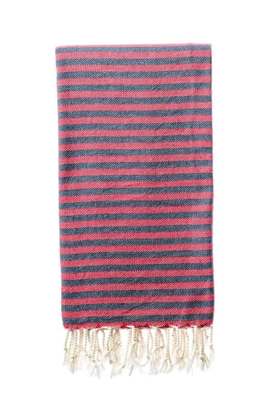SÃƒÂ¼d Turkish Towel (100 x 180)-CC - SÃƒÂ¼d - Navy &amp; Red
