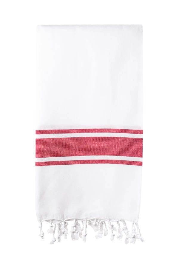 Ballito Turkish Towel ( 100 x 180 cm) - White and Red