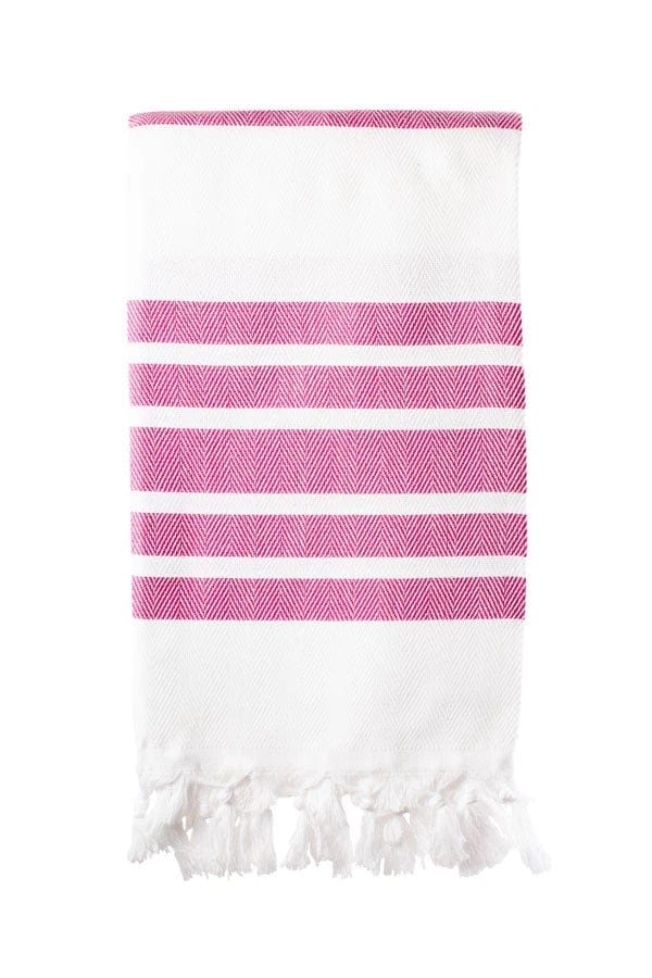 Herringbone Weave Turkish Towel (100 x 180) - Cerise Pink