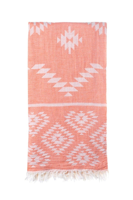 Kelim Turkish Towel (95 x 175)-CC - Kelim - Coral