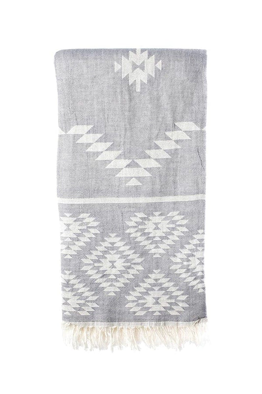 Kelim Turkish Towel (95 x 175)-CC - Kelim - Dark Grey