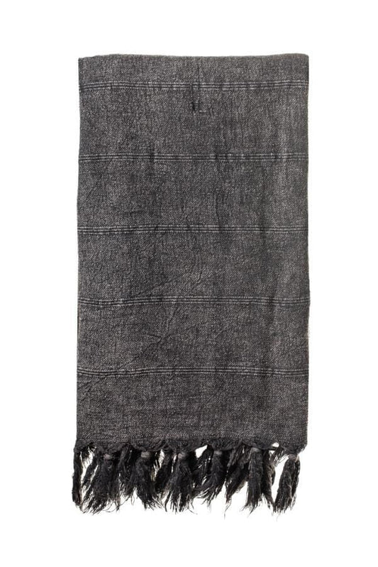 Stonewashed Turkish Towel (85 x 160)-CC- Stonewashed - Charcoal