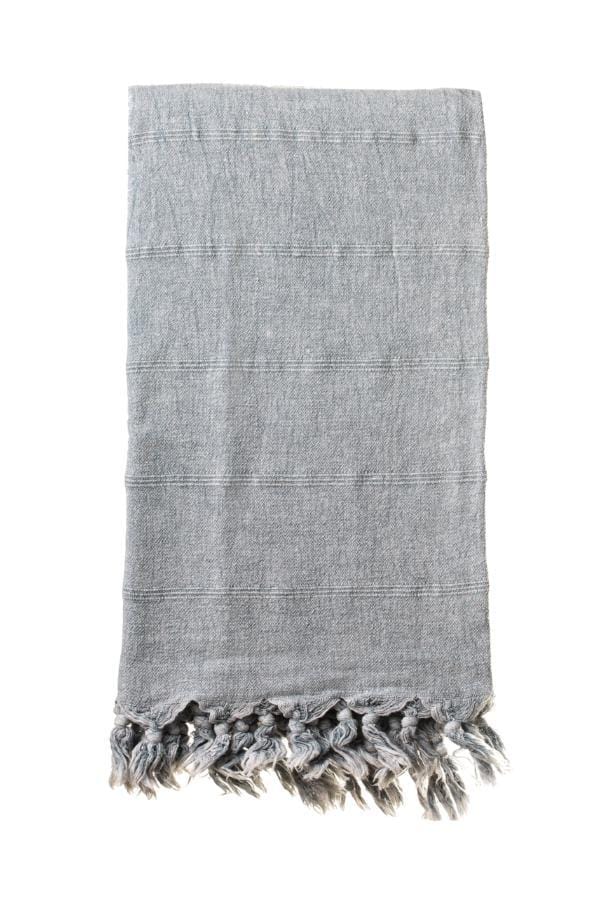 Stonewashed Turkish Towel (85 x 160)-CC- Stonewashed - Light Grey
