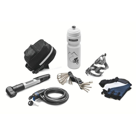 Bicycle Kit - bike tool kit, portable air pump, lock, gloves, water bottle, frame bag, bottle holder - Tramontina