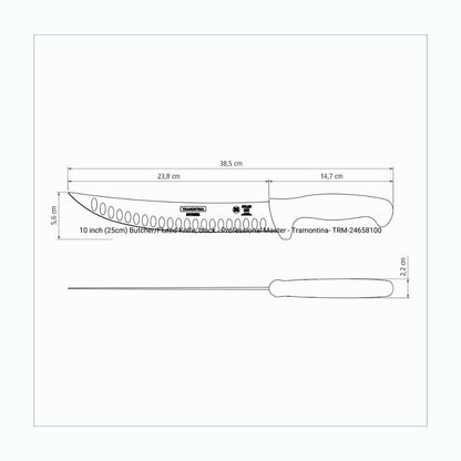 Tramontina Professional Master10 inch (25cm) Butcher/Fluted Knife, black - TRM-24658100