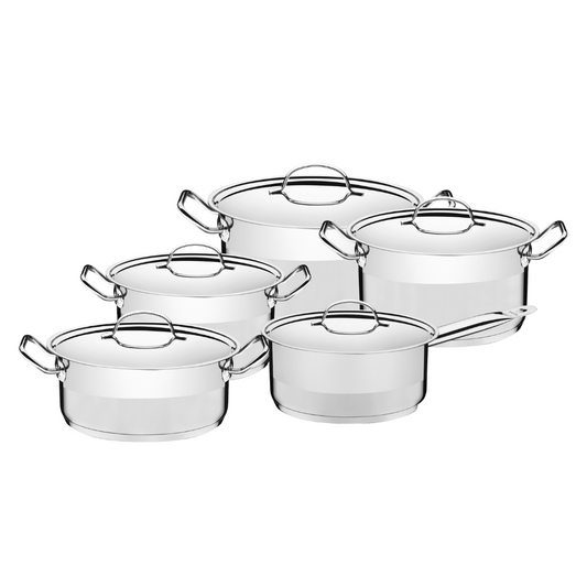 Tramontina Cookware Sets Tramontina Professional stainless steel cookware set with flat lid, tri-ply base and satin detailing, 5 pc set - TRM-65620186