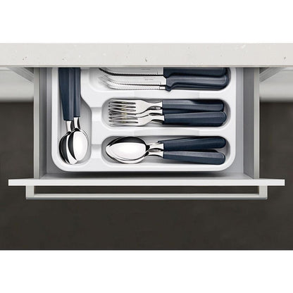 Tramontina Tulum stainless steel flatware set with onyx polypropylene handles and organizer tray, 25 pcs- TRM-23299683