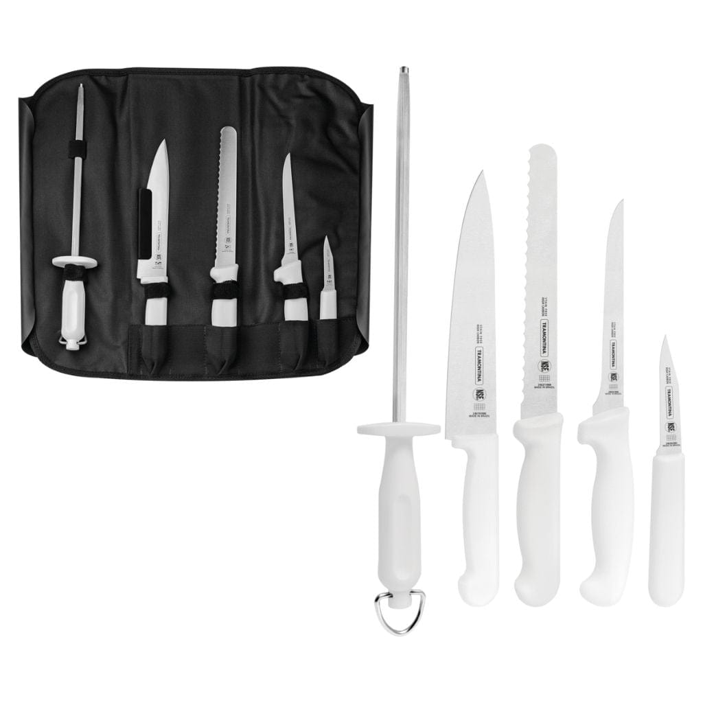 Tramontina Professional stainless steel chef's knife set with white polypropylene handles, 6 pcs - TRM-24699816