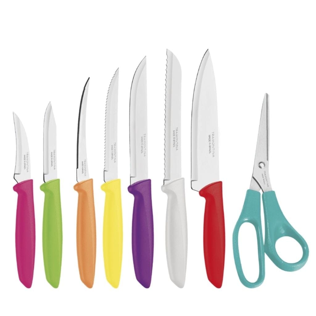 Tramontina Plenus stainless steel knife set with colorful polypropylene handles, 8 pc set - TRM-23498917