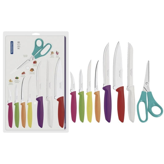 Tramontina Plenus stainless steel knife set with colorful polypropylene handles, 8 pc set - TRM-23498917