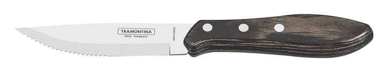 Jumbo Steak Knife - 13 cm Stainless Steel Serrated Blade with Brown Polywood Handle - Braai - Tramontina