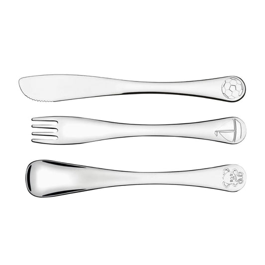 Tramontina Le Petit stainless steel children's flatware set for girls with high-gloss finish and relief pattern, 3 pieces - TRM-66973005
