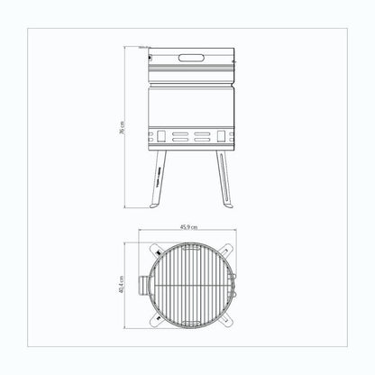 Tramontina TCP 400 stainless steel charcoal Braai with enameled steel charcoal tray - TRM-26500006